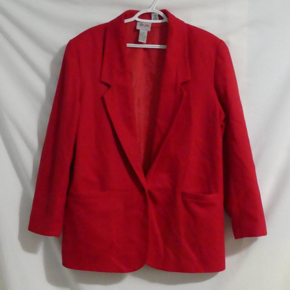 TAN JAY | size 14 | Women's Red Blazer / Suit Jacket